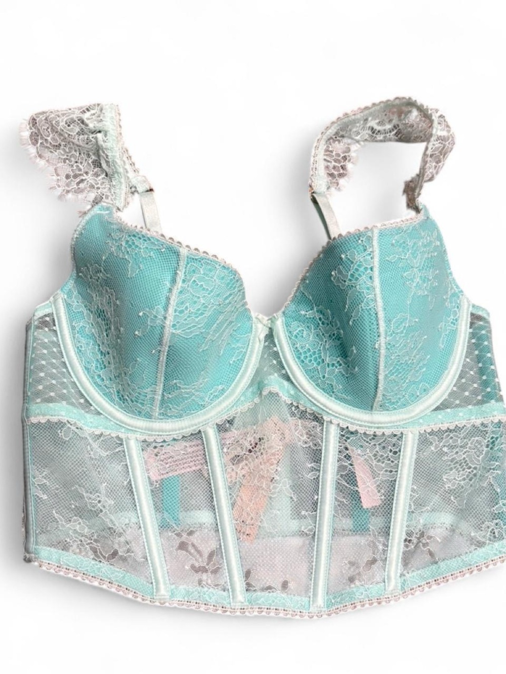 Victoria’s Secret Mint Lace Longline Underwire Bra Corset